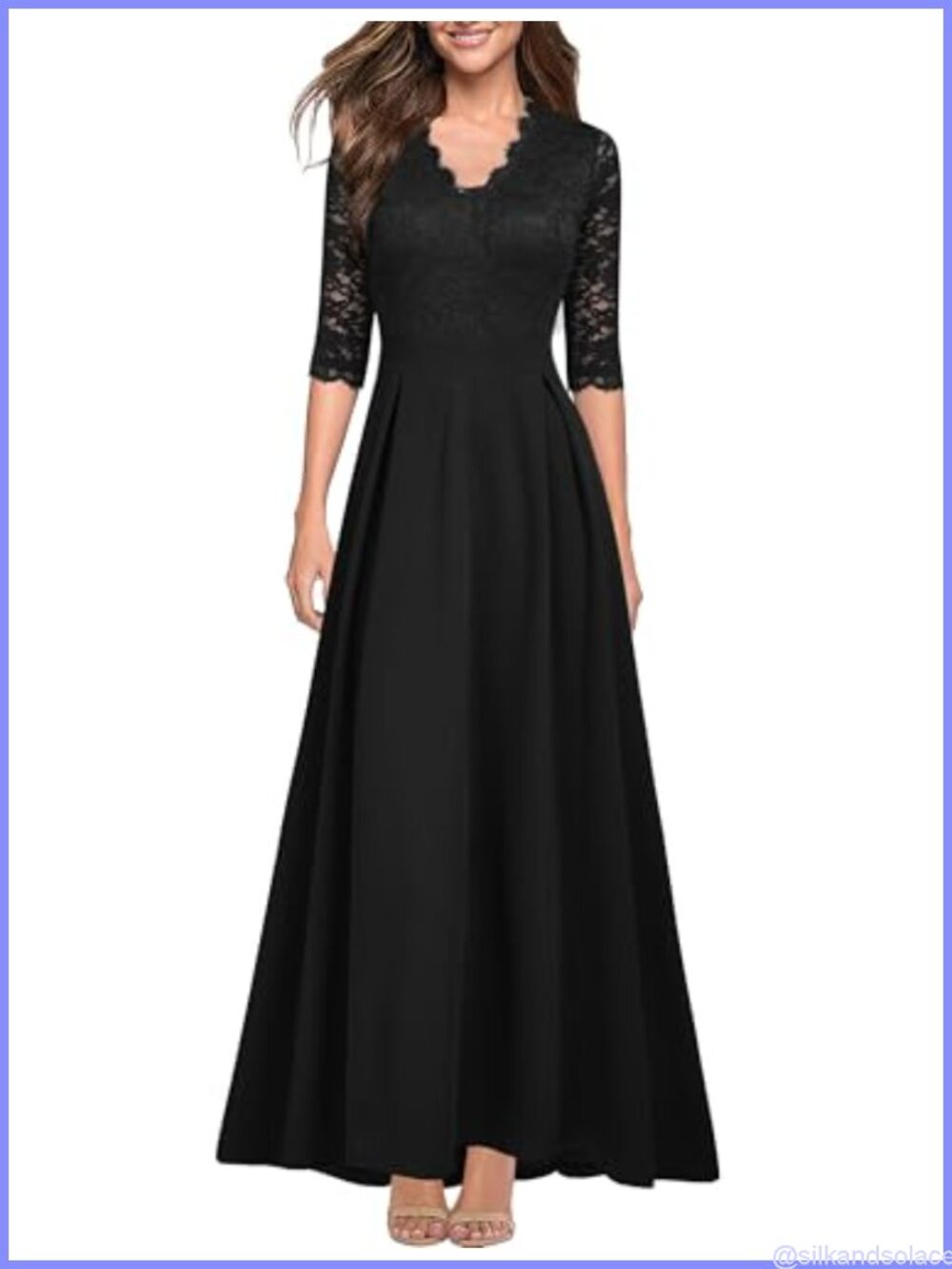 Elegant V-Neck Long Formal Dress with Lace